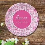ROZE TALAVERA VRIJGEZELLENFEEST PAPIEREN BORDJE<br><div class="desc">Mooie roze Mexicaanse Talavera bloemen</div>