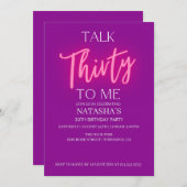 Roze Talk 30 Aan Mij 30ste Uitnodiging van het Ver (Voorkant / Achterkant)