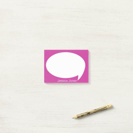 Roze Talk Bubble gerangschikt op maat Post-it® Notes (Op bureau)