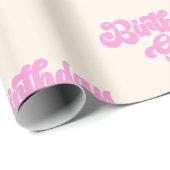 Roze Tan Birthday Girl Retro 70's Cadeaupapier (Rol Hoek)