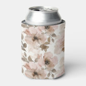 Roze Tan Bloemen Westerne Bloemen Blikjeskoeler (Blikje Voorkant)