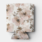 Roze Tan Bloemen Westerne Bloemen Blikjeskoeler (Achterkant)