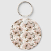 Roze Tan Bloemen Westerne Bloemen Cowgirl Petten Sleutelhanger (Voorkant)