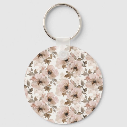 Roze Tan Bloemen Westerne Bloemen Cowgirl Petten Sleutelhanger (Voorkant)