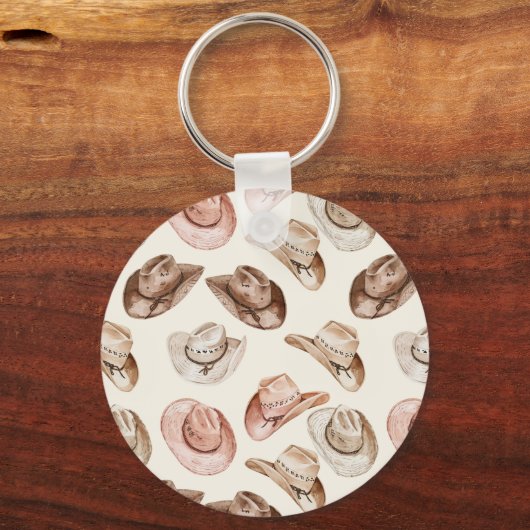 Roze Tan Bloemen Westerne Bloemen Cowgirl Petten Sleutelhanger (Achterkant)