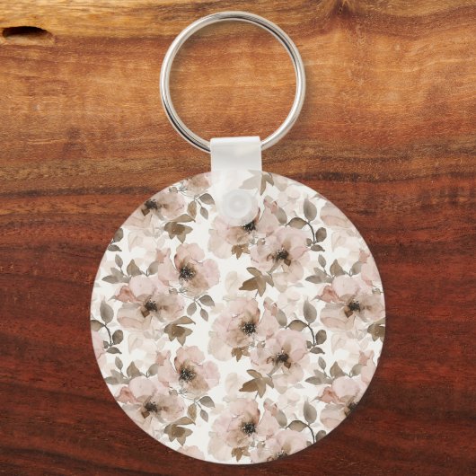 Roze Tan Bloemen Westerne Bloemen Cowgirl Petten Sleutelhanger (Voorkant)