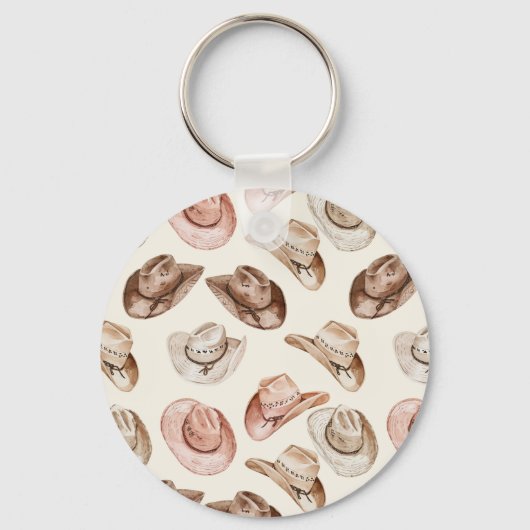 Roze Tan Bloemen Westerne Bloemen Cowgirl Petten Sleutelhanger (Achterkant)