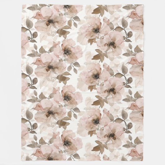 Roze Tan Bloemen Westerne Bloemen Fleece Deken (Voorkant)