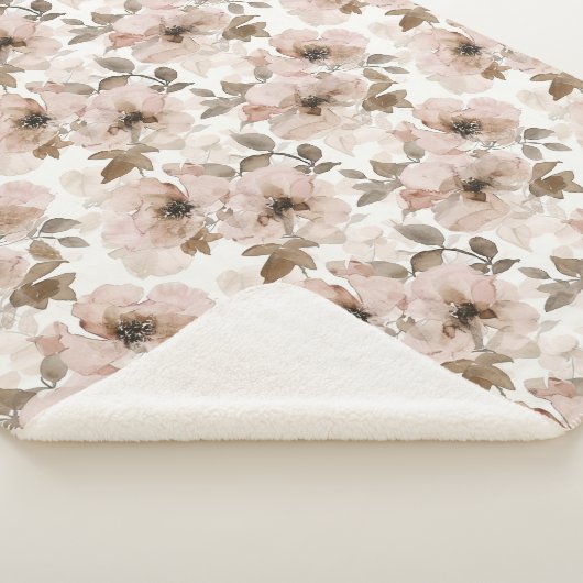 Roze Tan Bloemen Westerne Bloemen Sherpa Deken (3/4)