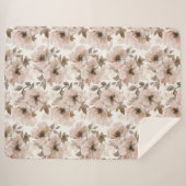 Roze Tan Bloemen Westerne Bloemen Sherpa Deken (Voorkant (horizontaal))