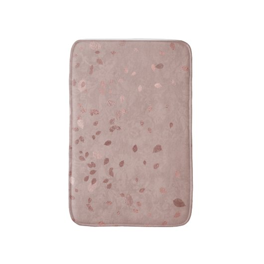 Roze Tan Brown Shiny Gold Elegant Random Leaves Badmat (Voorkant Verticaal)