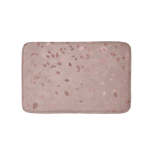 Roze Tan Brown Shiny Gold Elegant Random Leaves Badmat (Voorkant)