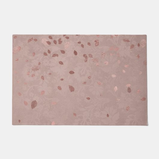 Roze Tan Brown Shiny Gold Elegant Random Leaves Deurmat (Voorkant)