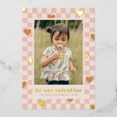 Roze Tan Checkerboard Hearts Valentijnsdag Kaart (Voorkant)