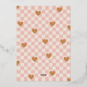 Roze Tan Checkerboard Hearts Valentijnsdag Kaart (Achterkant)