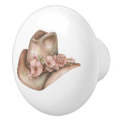 Roze Tan Floral Western Cowgirl Pet Keramische Knop (Rechts)