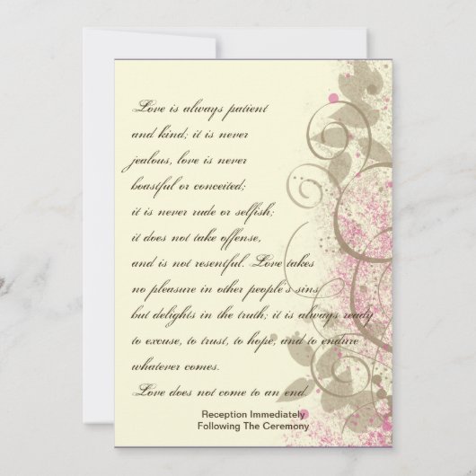 Roze Tan Grunge Swirls laat bruiloft uitnodiging (Achterkant)