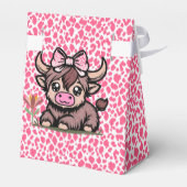 Roze Tan Highland Koe Meisje Baby shower Bedankdoosjes (Achterkant)