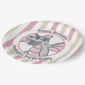 Roze Tan Stripes met een roze drakendinedag Papieren Bordje (Gekanteld)