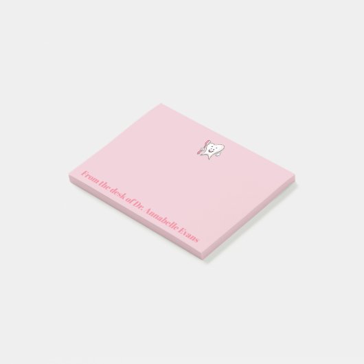 Roze tand en penseel post-it® notes (Schuin)