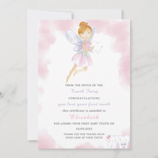 Roze Tand Fairy Letter Kaart (Voorkant)