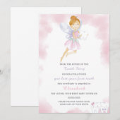 Roze Tand Fairy Letter Kaart (Voorkant / Achterkant)