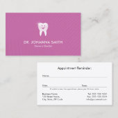 Roze tandarts glimlachende tand tandheelkundige af afsprakenkaartje (Voorkant / Achterkant)