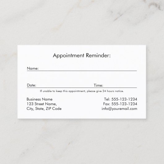 Roze tandarts glimlachende tand tandheelkundige af afsprakenkaartje (Achterkant)