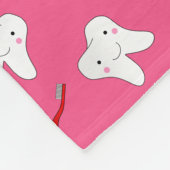 Roze tandbramen en tandprothesen fleece deken (Hoek)