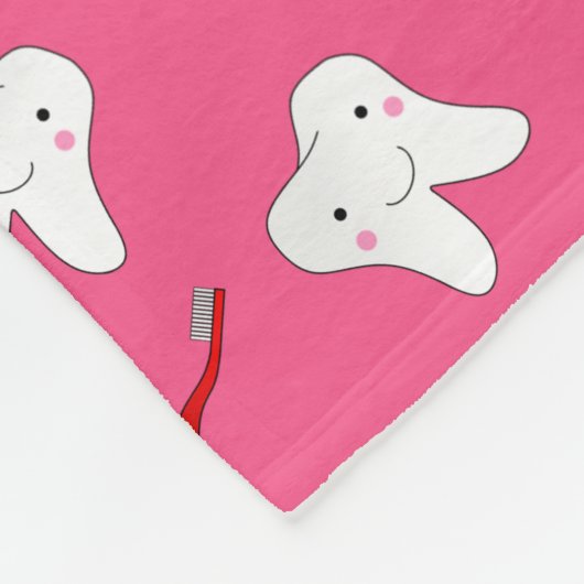 Roze tandbramen en tandprothesen fleece deken (Hoek)
