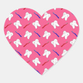 Roze tandbramen en tandprothesen hart sticker (Voorkant)
