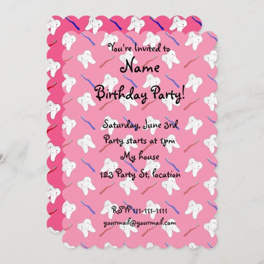 Roze tandbramen en tandprothesen kaart (Voorkant / Achterkant)