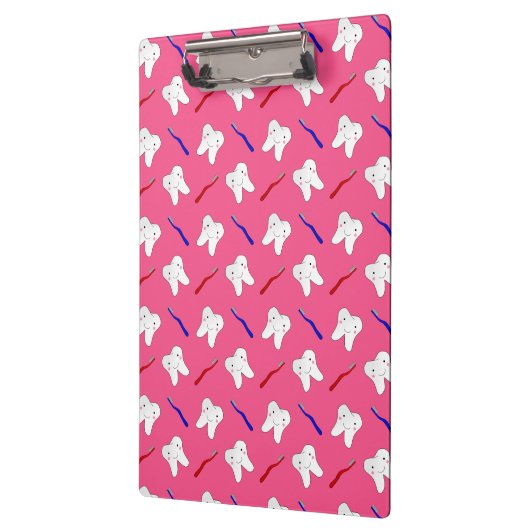 Roze tandbramen en tandprothesen klembord (Links)