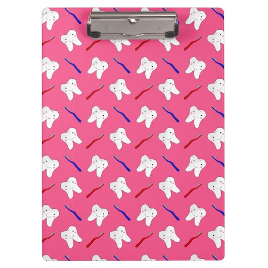 Roze tandbramen en tandprothesen klembord (Voorkant)