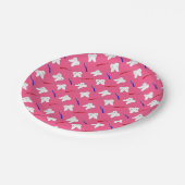 Roze tandbramen en tandprothesen papieren bordje (Gekanteld)