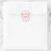 Roze tandenfee ronde sticker (Tas)
