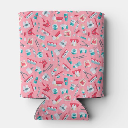 Roze tandheelkundig patroon blikjeskoeler (Achterkant)