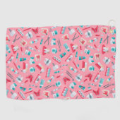 Roze tandheelkundig patroon golfhanddoek (Horizontaal)