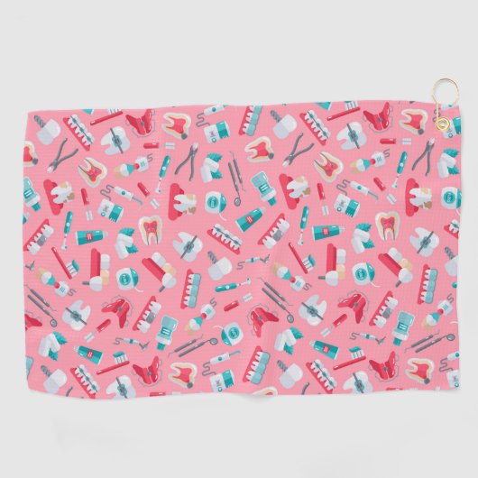 Roze tandheelkundig patroon golfhanddoek (Horizontaal)