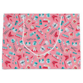 Roze tandheelkundig patroon groot cadeauzakje (Voorkant)