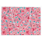 Roze tandheelkundig patroon groot cadeauzakje (Achterkant)