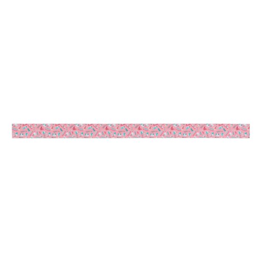 Roze tandheelkundig patroon grosgrain lint (Voorkant)