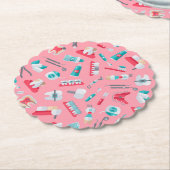Roze tandheelkundig patroon kartonnen onderzetters (Gekanteld)