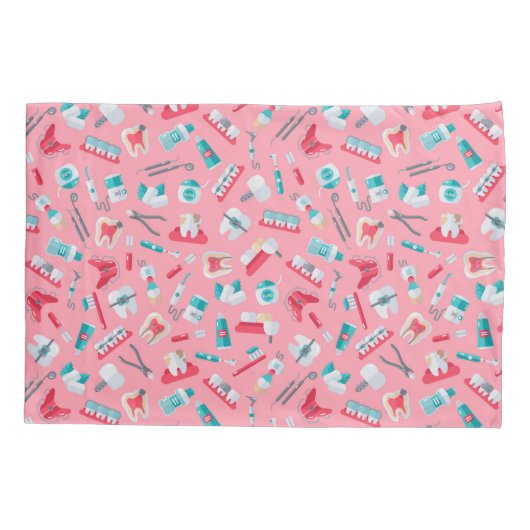 Roze tandheelkundig patroon kussensloop (Achterkant-Links)
