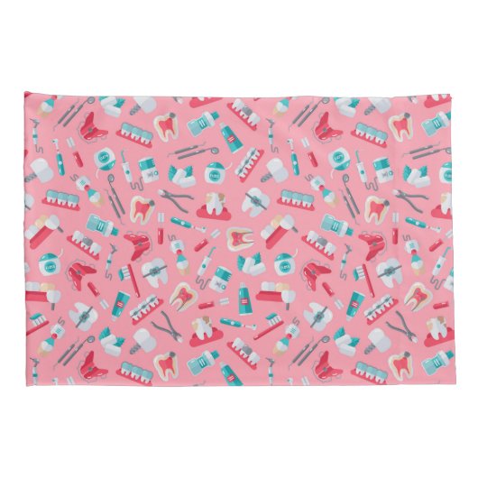 Roze tandheelkundig patroon kussensloop (Achterkant-Rechts)