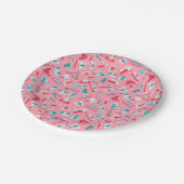 Roze tandheelkundig patroon papieren bordje (Gekanteld)