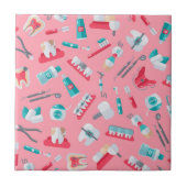 Roze tandheelkundig patroon tegeltje (Voorkant)
