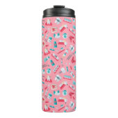 Roze tandheelkundig patroon thermosbeker (Voorkant)