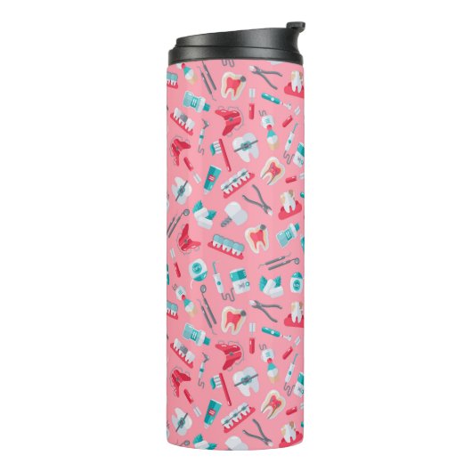 Roze tandheelkundig patroon thermosbeker (Gedraaid links)