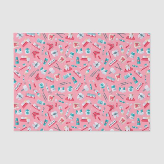 Roze tandheelkundig patroon tissuepapier (Voorkant)